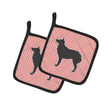 Load image into Gallery viewer, Croatian Sheepdog Checkerboard Pink Pot Holders - Set of 2 - Heat-Resistant Kitchen Essentials BB3621PTHD