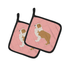 Load image into Gallery viewer, Red Border Collie Checkerboard Pink Pot Holders - Set of 2 - Heat-Resistant Kitchen Essentials BB3622PTHD