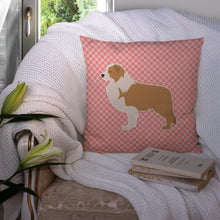 Load image into Gallery viewer, Red Border Collie Checkerboard Pink Throw Pillow - 14x14 Decorative Pillow – Art for Your Home &amp; Patio BB3622PW1414
