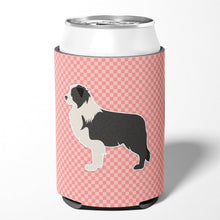 Load image into Gallery viewer, Black Border Collie Checkerboard Pink Can or Bottle Hugger BB3623CC