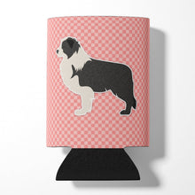 Load image into Gallery viewer, Black Border Collie Checkerboard Pink Can or Bottle Hugger BB3623CC
