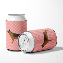 Load image into Gallery viewer, German Shepherd Checkerboard Pink Can or Bottle Hugger BB3624CC