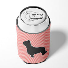 Load image into Gallery viewer, Briard Checkerboard Pink Can or Bottle Hugger BB3626CC