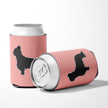 Load image into Gallery viewer, Briard Checkerboard Pink Can or Bottle Hugger BB3626CC