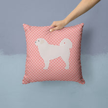 Load image into Gallery viewer, Polish Tatra Sheepdog Checkerboard Pink Throw Pillow - 14x14 Decorative Pillow – Art for Your Home &amp; Patio BB3627PW1414