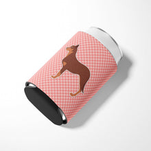 Load image into Gallery viewer, Australian Kelpie Dog Checkerboard Pink Can or Bottle Hugger BB3629CC