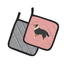 Load image into Gallery viewer, Sheltie/Shetland Sheepdog Checkerboard Pink Pot Holders - Set of 2 - Heat-Resistant Kitchen Essentials BB3630PTHD
