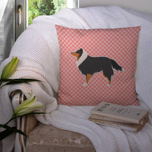 Load image into Gallery viewer, Sheltie/Shetland Sheepdog Checkerboard Pink Throw Pillow - 14x14 Decorative Pillow – Art for Your Home &amp; Patio BB3630PW1414