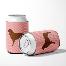 Load image into Gallery viewer, Portuguese Sheepdog Dog Checkerboard Pink Can or Bottle Hugger BB3631CC