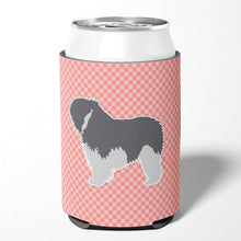 Load image into Gallery viewer, Polish Lowland Sheepdog Dog Checkerboard Pink Can or Bottle Hugger BB3632CC