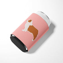 Load image into Gallery viewer, Australian Shepherd Dog Checkerboard Pink Can or Bottle Hugger BB3633CC