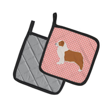 Load image into Gallery viewer, Australian Shepherd Dog Checkerboard Pink Pot Holders - Set of 2 - Heat-Resistant Kitchen Essentials BB3633PTHD
