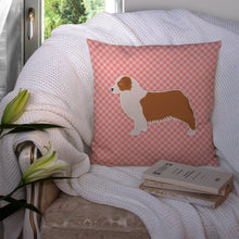 Load image into Gallery viewer, Australian Shepherd Dog Checkerboard Pink Throw Pillow - 14x14 Decorative Pillow – Art for Your Home &amp; Patio BB3633PW1414