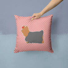 Load image into Gallery viewer, Yorkshire Terrier Yorkie Checkerboard Pink Throw Pillow - 14x14 Decorative Pillow – Art for Your Home &amp; Patio BB3634PW1414