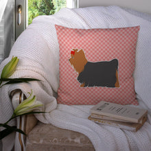 Load image into Gallery viewer, Yorkshire Terrier Yorkie Checkerboard Pink Throw Pillow - 14x14 Decorative Pillow – Art for Your Home &amp; Patio BB3634PW1414