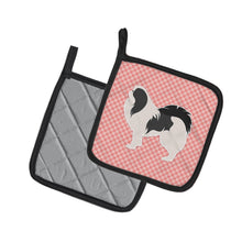 Load image into Gallery viewer, Japanese Chin Checkerboard Pink Pot Holders - Set of 2 - Heat-Resistant Kitchen Essentials BB3637PTHD