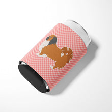 Load image into Gallery viewer, Pekingese Checkerboard Pink Can or Bottle Hugger BB3638CC