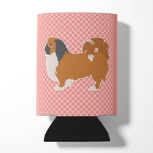 Load image into Gallery viewer, Pekingese Checkerboard Pink Can or Bottle Hugger BB3638CC