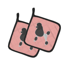 Load image into Gallery viewer, Poodle Checkerboard Pink Pot Holders - Set of 2 - Heat-Resistant Kitchen Essentials BB3639PTHD