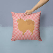 Load image into Gallery viewer, Pomeranian Checkerboard Pink Throw Pillow - 14x14 Decorative Pillow – Art for Your Home &amp; Patio BB3642PW1414