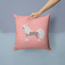 Load image into Gallery viewer, Chinese Crested Checkerboard Pink Throw Pillow - 14x14 Decorative Pillow – Art for Your Home &amp; Patio BB3643PW1414