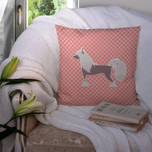 Load image into Gallery viewer, Chinese Crested Checkerboard Pink Throw Pillow - 14x14 Decorative Pillow – Art for Your Home &amp; Patio BB3643PW1414