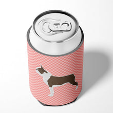 Load image into Gallery viewer, Boston Terrier Checkerboard Pink Can or Bottle Hugger BB3644CC