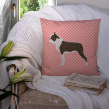 Load image into Gallery viewer, Boston Terrier Checkerboard Pink Throw Pillow - 14x14 Decorative Pillow – Art for Your Home &amp; Patio BB3644PW1414