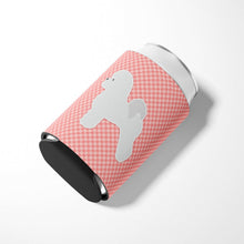 Load image into Gallery viewer, Bichon Frise Checkerboard Pink Can or Bottle Hugger BB3645CC