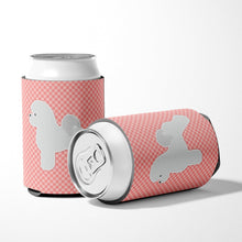 Load image into Gallery viewer, Bichon Frise Checkerboard Pink Can or Bottle Hugger BB3645CC