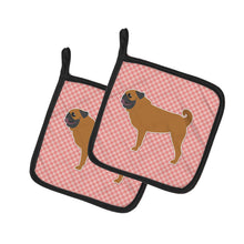 Load image into Gallery viewer, Pug Checkerboard Pink Pot Holders - Set of 2 - Heat-Resistant Kitchen Essentials BB3647PTHD