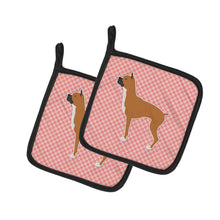Load image into Gallery viewer, Boxer Checkerboard Pink Pot Holders - Set of 2 - Heat-Resistant Kitchen Essentials BB3653PTHD