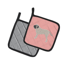 Load image into Gallery viewer, English Mastiff Checkerboard Pink Pot Holders - Set of 2 - Heat-Resistant Kitchen Essentials BB3656PTHD