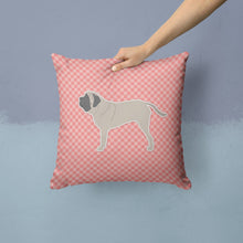 Load image into Gallery viewer, English Mastiff Checkerboard Pink Throw Pillow - 14x14 Decorative Pillow – Art for Your Home &amp; Patio BB3656PW1414
