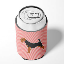 Load image into Gallery viewer, Airedale Terrier Checkerboard Pink Can or Bottle Hugger BB3657CC