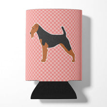 Load image into Gallery viewer, Airedale Terrier Checkerboard Pink Can or Bottle Hugger BB3657CC
