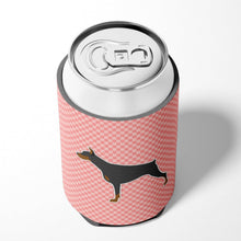 Load image into Gallery viewer, Doberman Pinscher Checkerboard Pink Can or Bottle Hugger BB3660CC