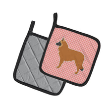Load image into Gallery viewer, Belgian Shepherd Checkerboard Pink Pot Holders - Set of 2 - Heat-Resistant Kitchen Essentials BB3661PTHD