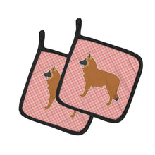 Load image into Gallery viewer, Belgian Shepherd Checkerboard Pink Pot Holders - Set of 2 - Heat-Resistant Kitchen Essentials BB3661PTHD