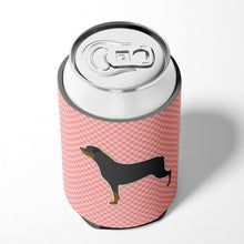 Load image into Gallery viewer, Rottweiler Checkerboard Pink Can or Bottle Hugger BB3666CC
