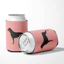 Load image into Gallery viewer, Rottweiler Checkerboard Pink Can or Bottle Hugger BB3666CC
