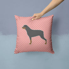 Load image into Gallery viewer, Rottweiler Checkerboard Pink Throw Pillow - 14x14 Decorative Pillow – Art for Your Home &amp; Patio BB3666PW1414
