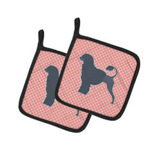 Load image into Gallery viewer, Portuguese Water Dog Checkerboard Pink Pot Holders - Set of 2 - Heat-Resistant Kitchen Essentials BB3668PTHD