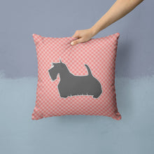 Load image into Gallery viewer, Scottish Terrier Checkerboard Pink Throw Pillow - 14x14 Decorative Pillow – Art for Your Home &amp; Patio BB3669PW1414