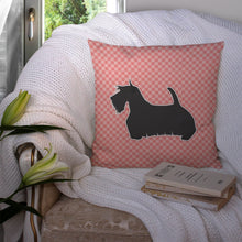 Load image into Gallery viewer, Scottish Terrier Checkerboard Pink Throw Pillow - 14x14 Decorative Pillow – Art for Your Home &amp; Patio BB3669PW1414