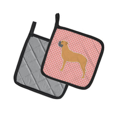 Load image into Gallery viewer, Bullmastiff Checkerboard Pink Pot Holders - Set of 2 - Heat-Resistant Kitchen Essentials BB3671PTHD