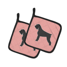 Load image into Gallery viewer, Giant Schnauzer Checkerboard Pink Pot Holders - Set of 2 - Heat-Resistant Kitchen Essentials BB3673PTHD