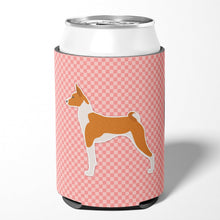 Load image into Gallery viewer, Basenji Checkerboard Pink Can or Bottle Hugger BB3674CC
