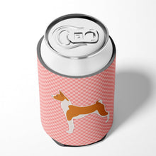 Load image into Gallery viewer, Basenji Checkerboard Pink Can or Bottle Hugger BB3674CC