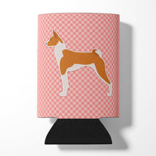 Load image into Gallery viewer, Basenji Checkerboard Pink Can or Bottle Hugger BB3674CC